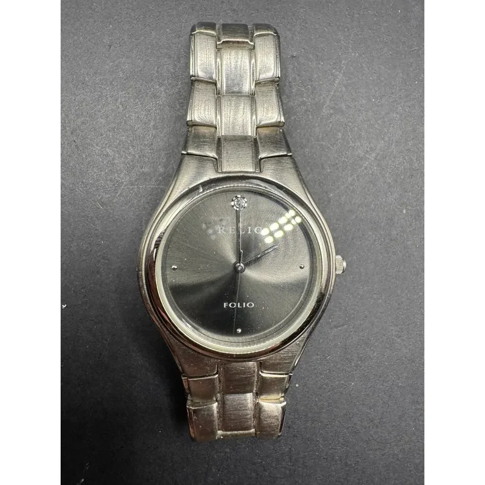 RELIC Folio ZR77021 Silver Tone Quartz Analog Men's Watch 30M Water Resistant